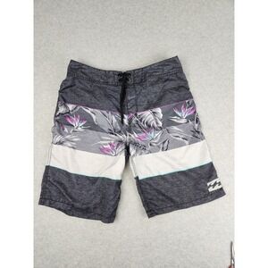 Vtg Billabong Board Shorts Men 34 Hawaiian Surf Purple Floral Swim Trunks Medium